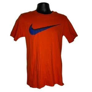 Nike Short Sleeve Logo Graphic Tee (Size:S, Color:Orange/Blue)